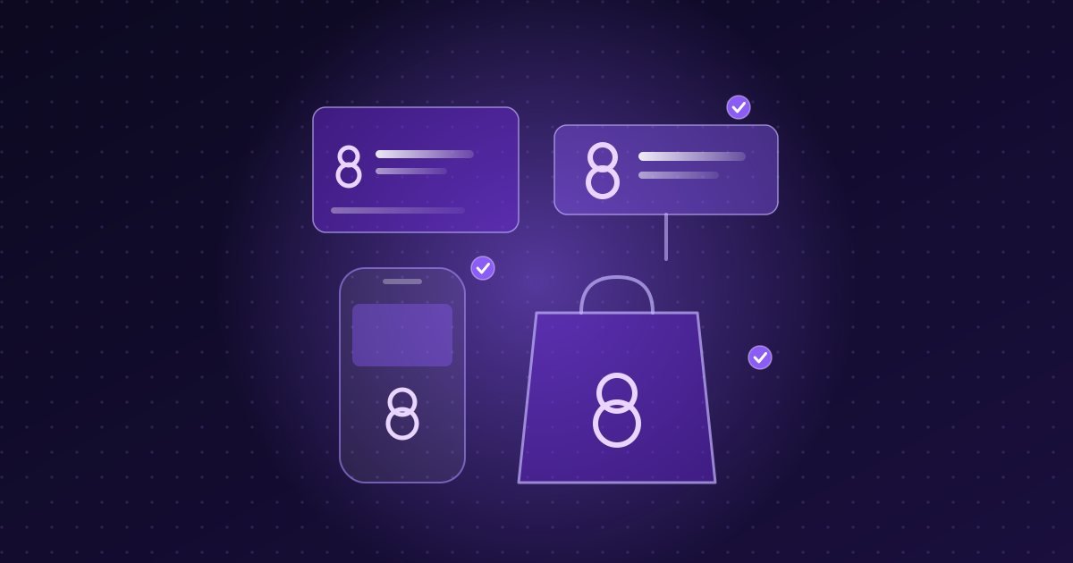 Abstract illustration: business card, sign, phone and bag all carrying the same logo