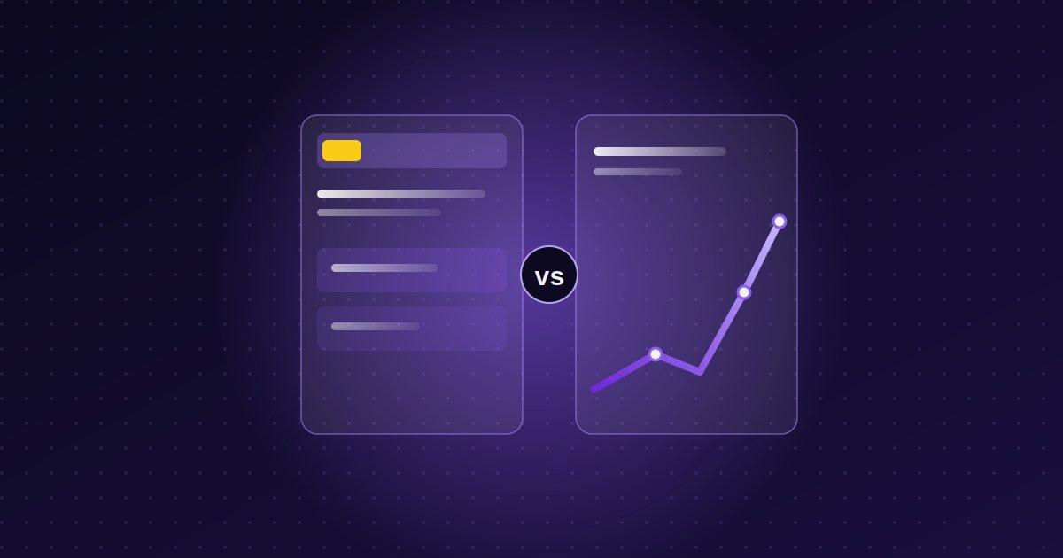 Abstract illustration: a paid ad result compared with an organic growth chart