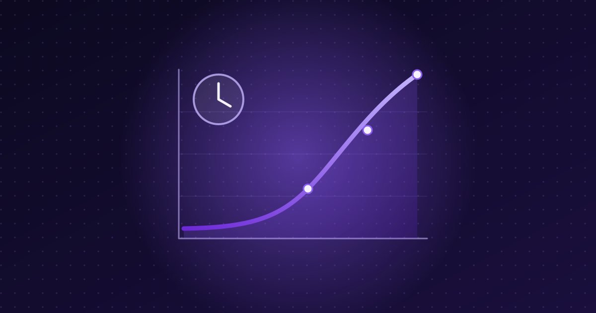 Abstract illustration: rising growth curve with a clock