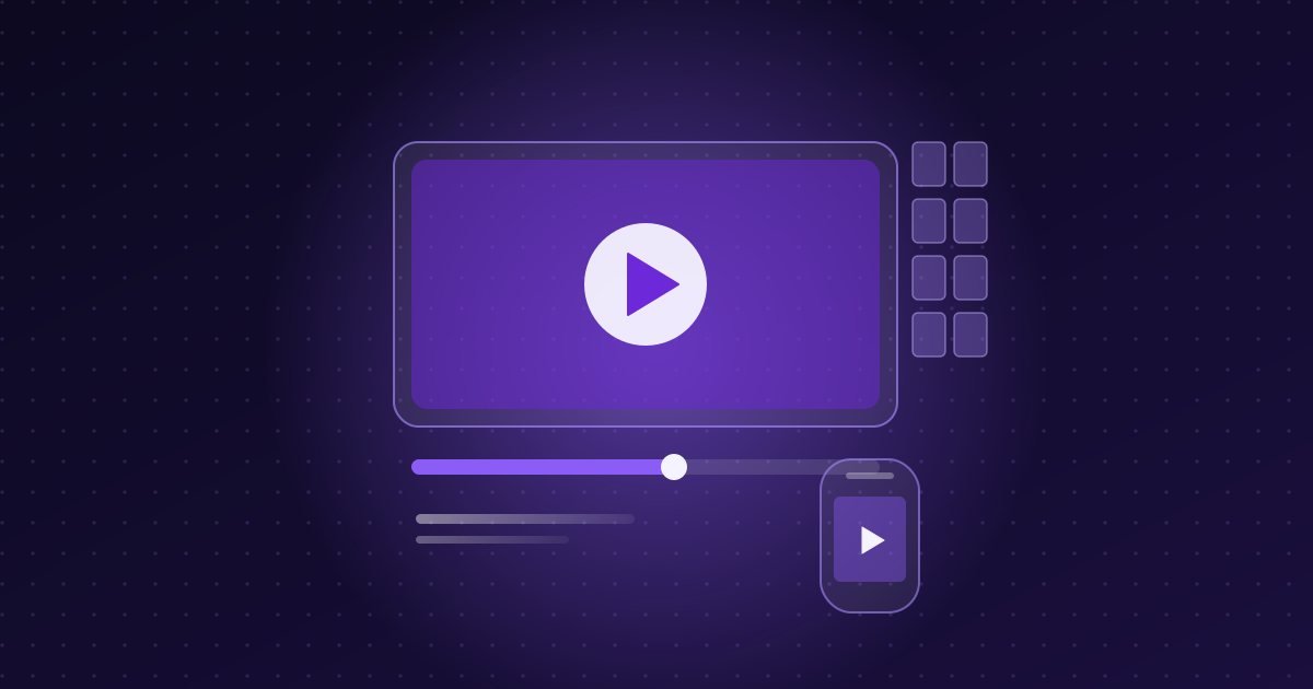 Abstract illustration: video player with a play button, timeline and phone