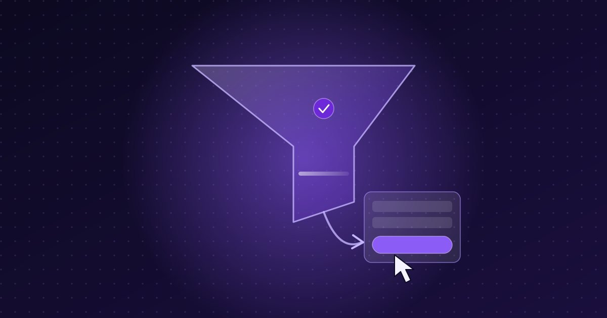 Abstract illustration: funnel leading to an enquiry form and a cursor